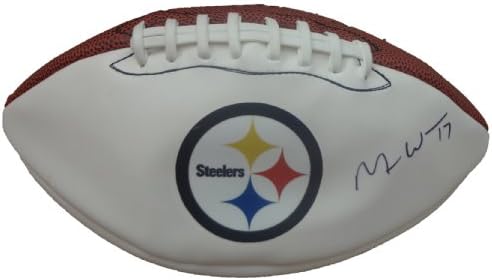 Mike Wallace İmzalı Pittsburgh Steelers Logosu Futbol, Süper Kupa, Ole Miss Rebels