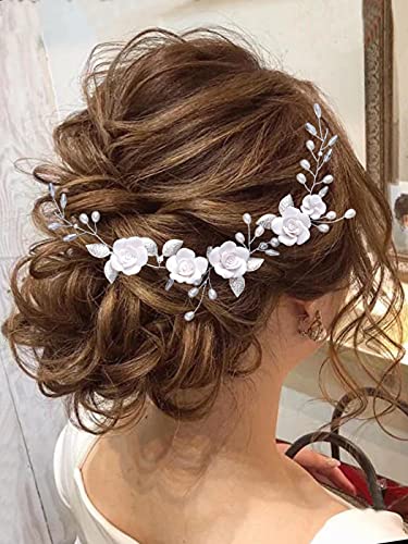 Heread Çiçek Gelin Düğün Saç Vine Gümüş Yaprak Gelin saç parçaları İnci Kafa Bandı Aksesuarları Kadınlar ve Kızlar