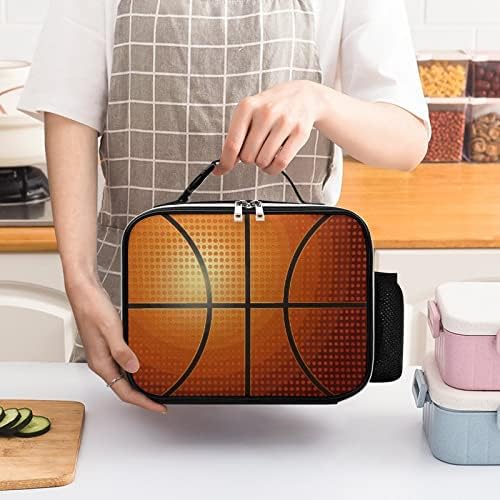 Basketbol Arka Plan Öğle Yemeği Çantası Yalıtımlı Öğle Yemeği Kutusu Kullanımlık Öğle Tote Çanta Ofis İş Seyahat için