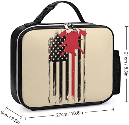 ABD İtfaiyeci Kırmızı Çizgi Bayrağı Öğle Yemeği Çantası Yalıtımlı yemek kabı Kullanımlık yemek taşıma çantası Ofis