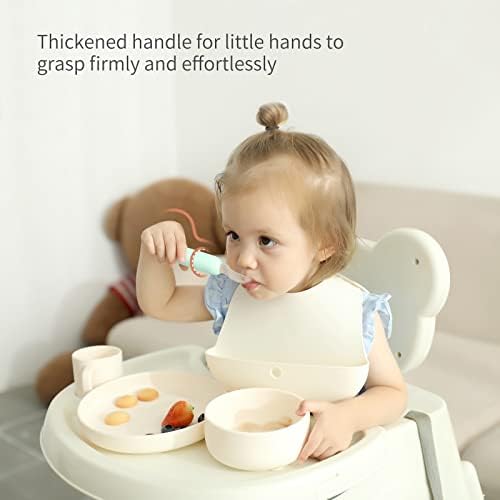 Yooforea Platin Silikon Bebek Kaşıkları İlk Aşama için 4 Ay + Bebekler Bebekler Toddlers I 2 ADET Set Bebek için Kendi