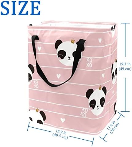 Taç Panda Baskı Katlanabilir çamaşır sepeti, 60L Su Geçirmez çamaşır sepetleri Çamaşır Kutusu Giysi Oyuncak Depolama