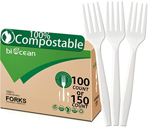 BİOCEAN %100 Kompostlanabilir Plastik Bıçak Yok Plastik Çatallar Plastik Kaşıklar Plastik Kaplar, Ağır Hizmet Tipi