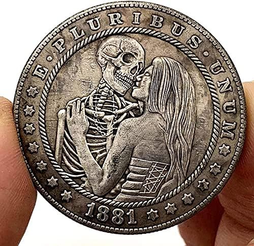 Mücadelesi Coin Ada Cryptocurrency 1881 Dolaşıp Sikke Kafatası Aşk Favori Gümüş Kaplama Sikke hatıra parası Şanslı
