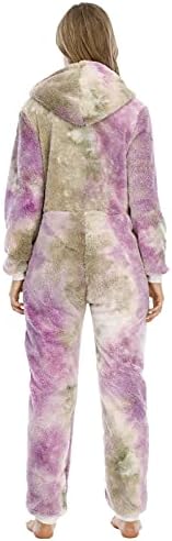 Bayan Pijama Kapşonlu Batik Baskı Fermuar Tulum Gecelik Rahat Kalın Sıcak Loungewear Aile Pijama