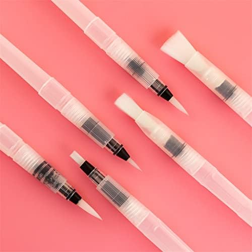 SLSFJLKJ 6 Adet Düz / Güzel İpucu Doldurulabilir Su Fırçaları Su Renk Fırça Kalem Seti Suluboya Boyama cetvel kalemi