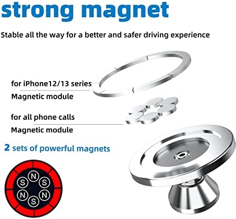 Manyetik Telefon araba için tutucu, [2 Grup Süper Güçlü Mıknatıs ] [360° Dönüş ] Tüm Akıllı Telefonlarla Uyumlu Evrensel
