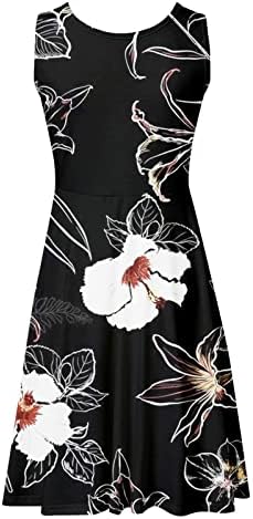 Bayan Elbiseler Yaz Çiçek Grafik Baskı Büyük Boy O-boyun Kolsuz Midi Elbise Kadın yaz elbisesi