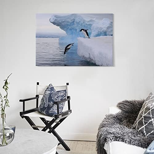 Antarktika Penguen Posteri Panoramik Duvar Sanatı Hayvan Posteri Penguen resim tuvali duvar sanatı Baskılar duvar