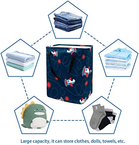 Dış Mekan Uçak Desen Baskı Katlanabilir çamaşır sepeti, 60L Su Geçirmez çamaşır sepetleri Çamaşır Kutusu Giysi Oyuncak