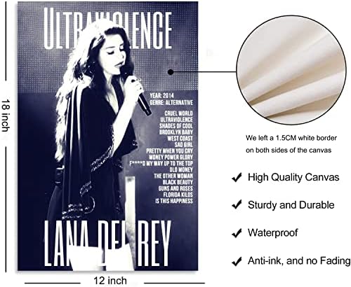 Lana Del Rey Ultraviolence Poster Sanat duvar tuvali Resimleri ıçin Modern Ofis Dekor Vintage Baskılar 12 x 18 Çerçevesiz