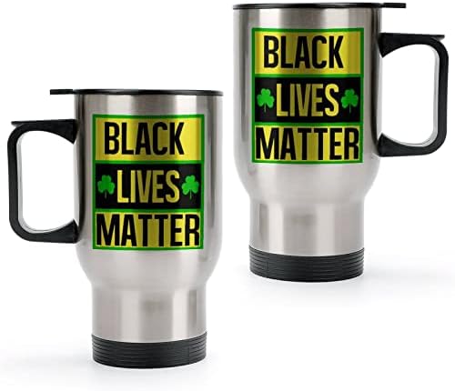 Siyah Lives Matter Seyahat Kahve Kupa Paslanmaz Çelik Vakum Yalıtımlı Fincan Kapaklı ve Saplı