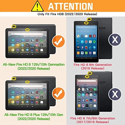 VORİ Folio Kılıf Fire HD 8 ve Fire HD 8 Plus Tablet (12./10. Nesil, 2022/2020 Sürümü), ince Premium PU Deri Standı
