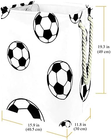 Inhomer Futbol Futbol Siyah Beyaz Büyük Çamaşır Sepeti Su Geçirmez Katlanabilir Giysi Sepeti Sepet Giyim için Oyuncak