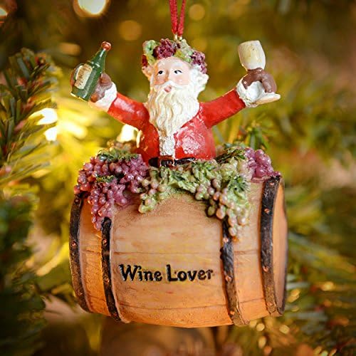 Kurt Adler 4 Şarap Fıçısında Noel Baba Şarap Severler Noel Süsü