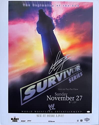 Undertaker İmzalı İmzalı Survivor Series WWE İzleme Başına Ödeme Posteri JSA - İmzalı Güreş Fotoğrafları