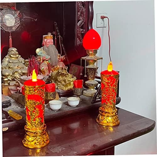 Holibanna Altın Trim 1 Çift Buda lamba Çin dekor ev Mumlar LED dekor Kullanımlık LED Mumlar Manevi Mumlar ışık Dekor