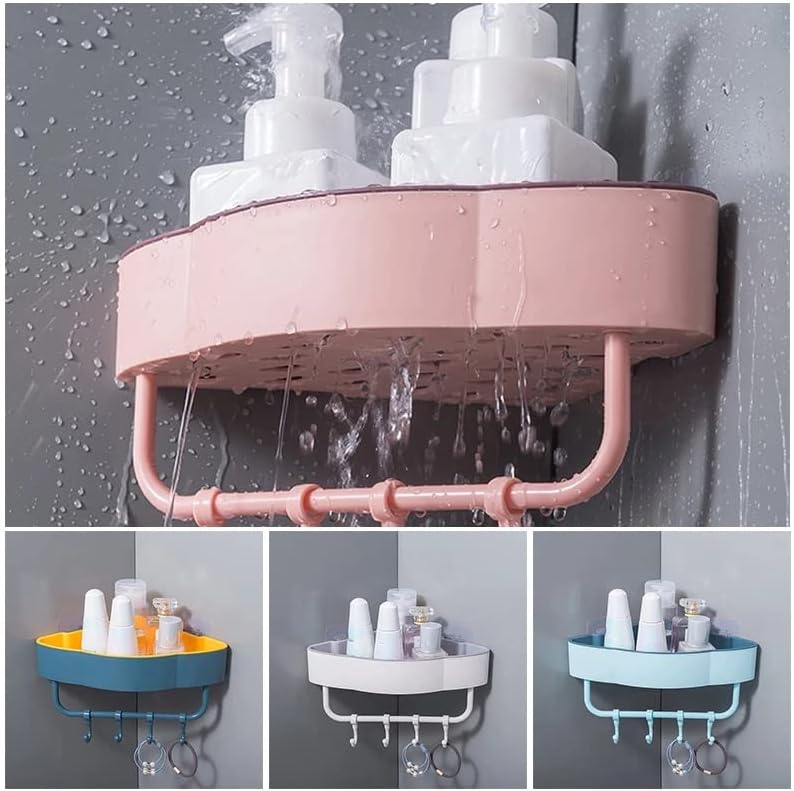IRDFWH Duvar Köşe duş rafı Kanca İle Banyo Raf duş şampuanı Raf Tutucu Mutfak Depolama Raf Organizatör (Renk: Açık