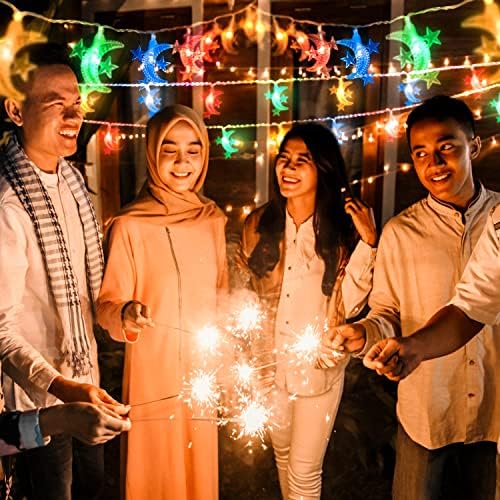 Ramazan ve Müslüman Eid Mubarak için AceList Ramazan süslemeleri Yıldız ve Ay dize ışıkları, Ev, Masa, Duvar ve şömine