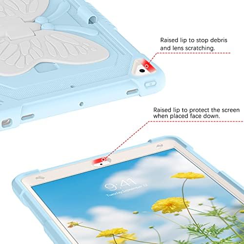 ıPad 10.2 Durumda, iPad 9th Nesil Kılıf, GaoBao iPad 8th Nesil Kılıf Kelebek Kanatları ile Kickstand kalemlik Darbeye