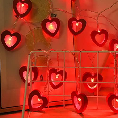 Operitacx dize ışıkları kapalı sevgililer kalp dize ışık ahşap kalp peri dize güç kumandalı romantik ışık dekoratif