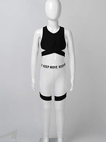 Yeahdor Çocuk Kız 2 Adet Spor Kıyafetler Racerback Kırpma Üstleri ve Patchwork Tayt Seti Bale Gym Fitness Eşofman