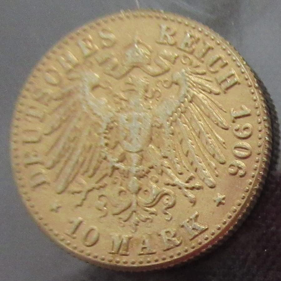 Alman 10 İşaretleri 1902-1912 9 Yabancı Çoğaltma Altın Kaplama Hatıra Paraları