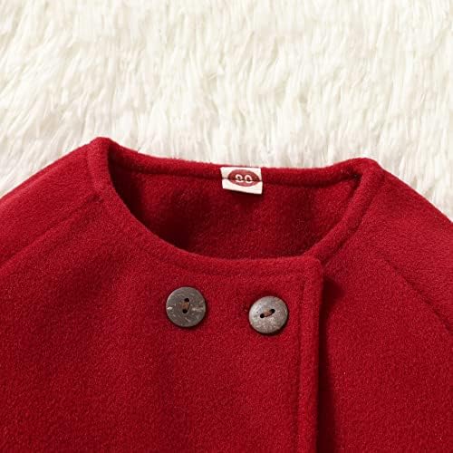 JEELLİGULAR Toddler Bebek Kız Mont Çocuk Pelerin Düğmesi Sıcak Kalın Ceket Elbise Bebek Sonbahar Kış Dış Giyim Giyim